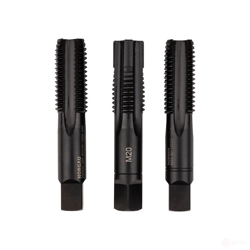 Комплект ручных метчиков NORGAU Industrial M20, HSS-Е/VAP, DIN 352, 3 предмета