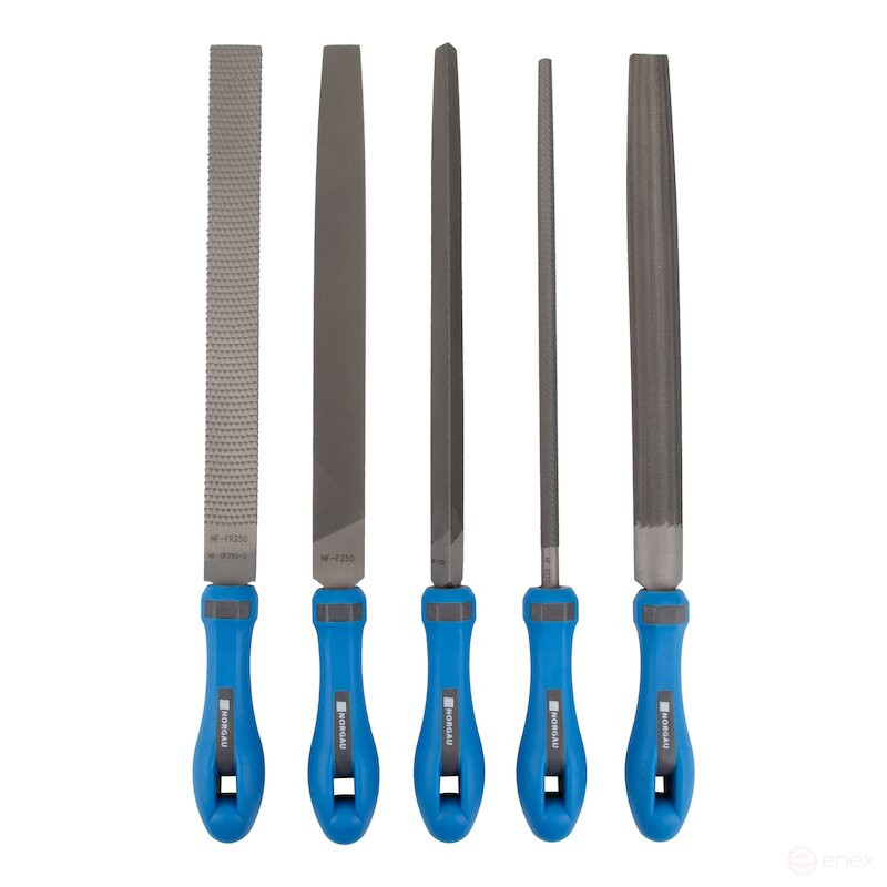 Набор напильников NORGAU Industrial 250 мм, 5 предметов