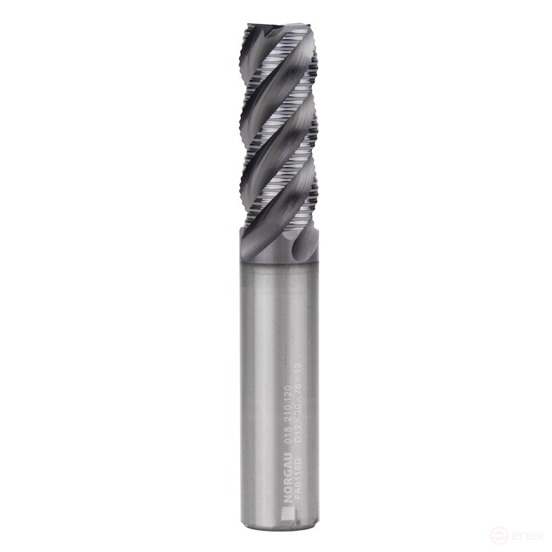 End milling cutter NORGAU Industrial rough 12 mm, Z4, VHM/AlCrSiN