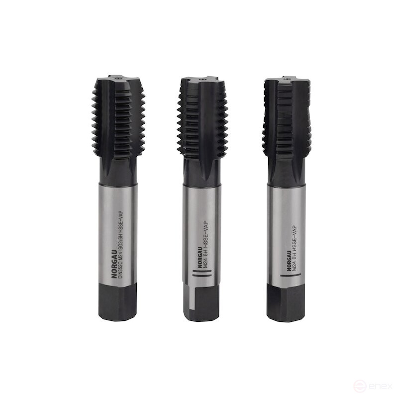 Комплект ручных метчиков NORGAU Industrial M24, HSS-Е/VAP, DIN 352, 3 предмета