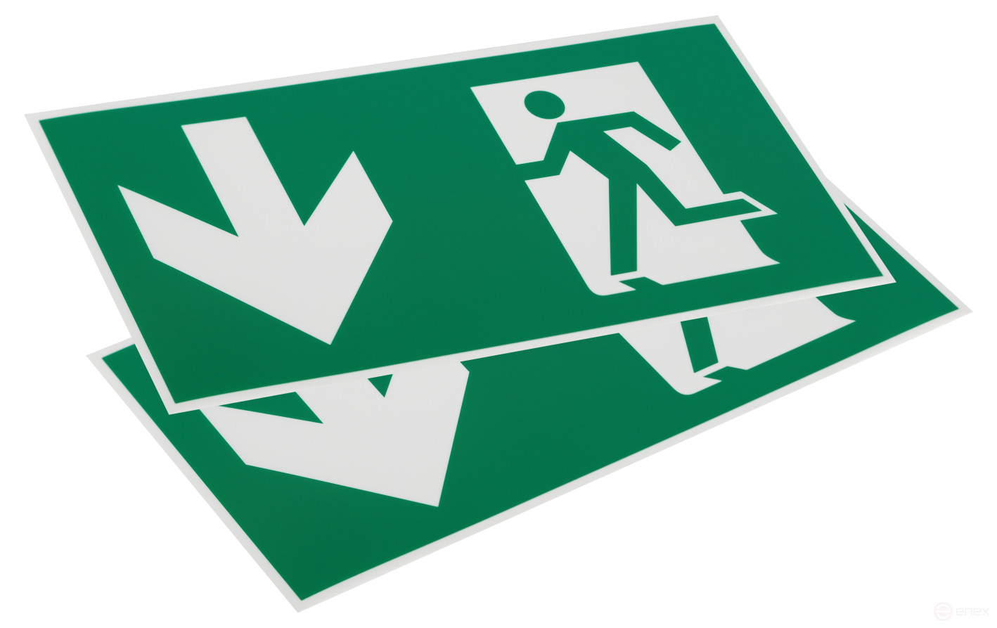 Пиктограмма ЭРА INFO-SSA-118 бэклит 259x128мм Человек-стрелка-вниз зеленая SSA-103