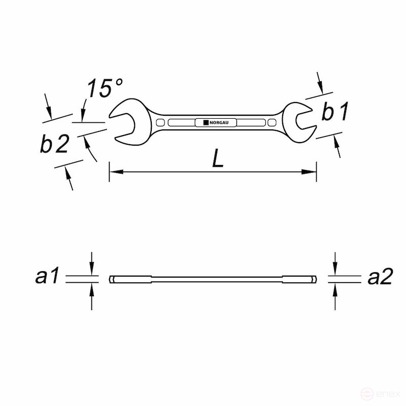 Ключ гаечный рожковый двусторонний NORGAU Industrial 30х36, N6-30х36
