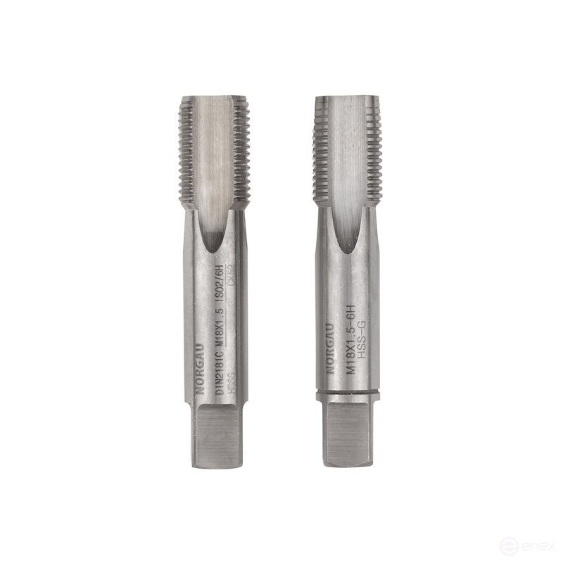 Комплект ручных метчиков NORGAU Industrial MF18x1.5, HSS, 2 предмета