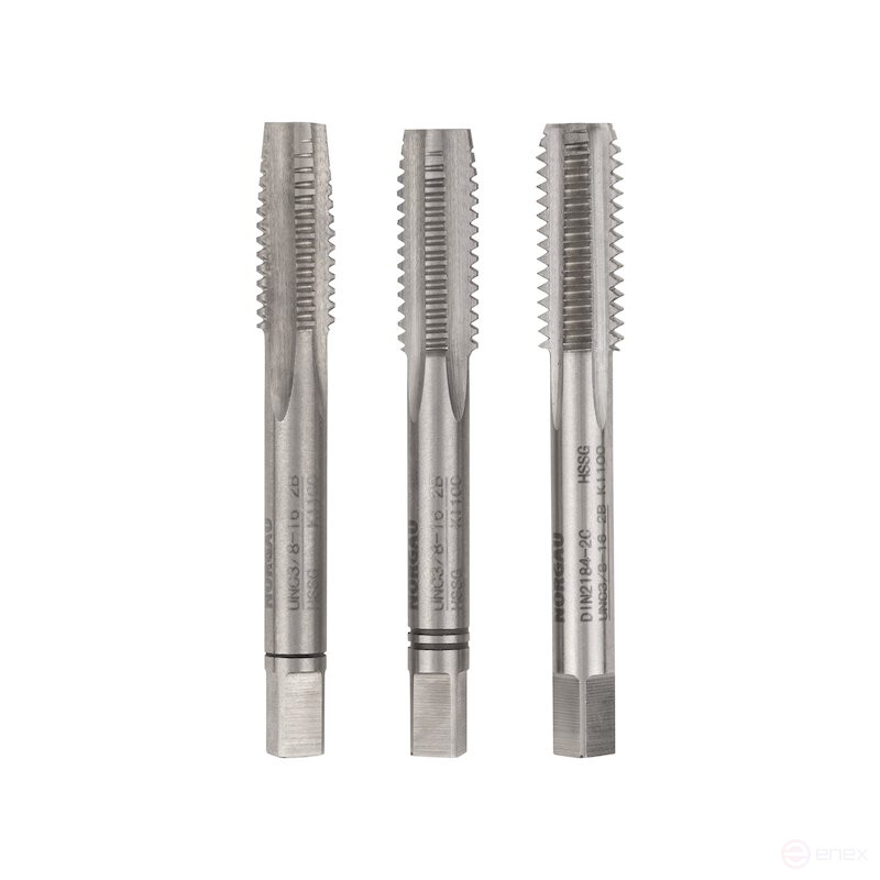 Set of hand taps NORGAU Industrial UNC 3/8, HSS, 3 pieces