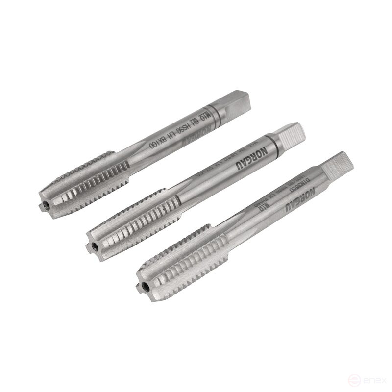 Комплект ручных метчиков NORGAU Industrial левого вращения M10, HSS, 3 предмета
