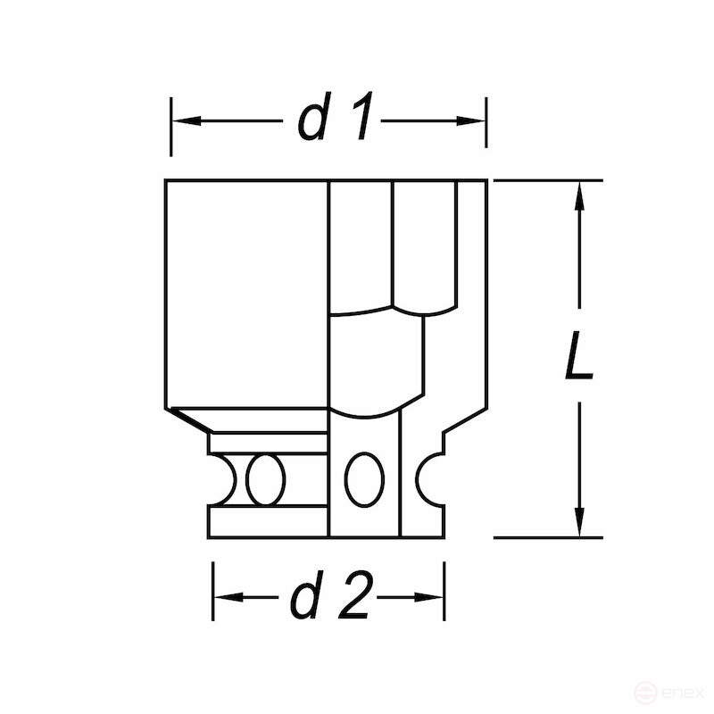 Головка ударная торцевая NORGAU Industrial шестигранная 1/2", 12 мм, N19K-12