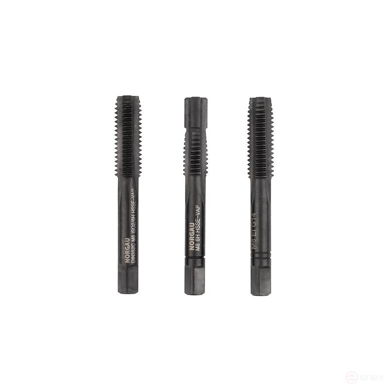 Комплект ручных метчиков NORGAU Industrial М8, HSS-E/VAP, 3 предмета