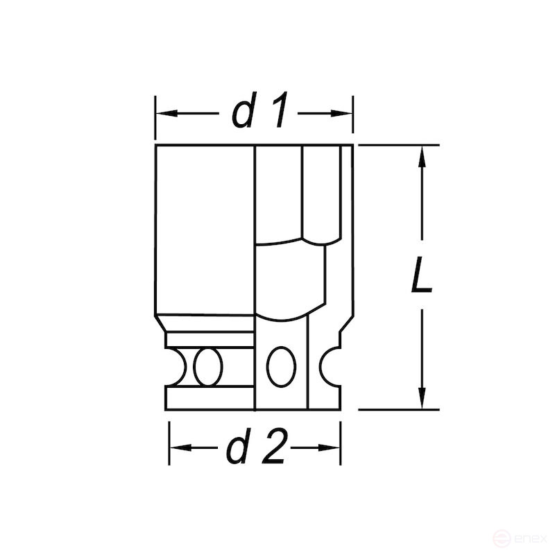Impact end head NORGAU Industrial hexagonal 3/4", 33 mm, N32K-33