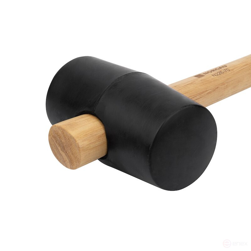 Киянка резиновая NORGAU Industrial с деревянной рукоятью 680 г, 70 мм, N226-70