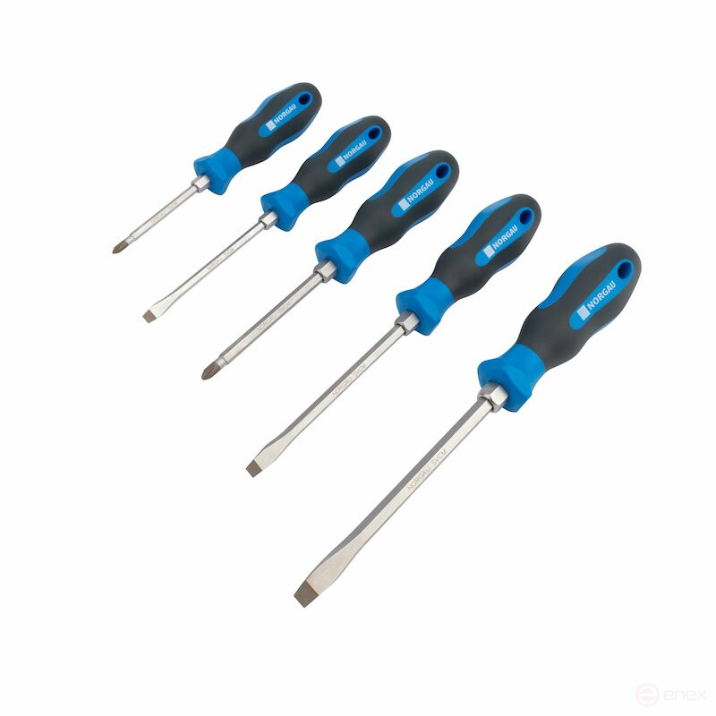 Set of reinforced screwdrivers NORGAU Industrial, 5 pieces, NBS155-163