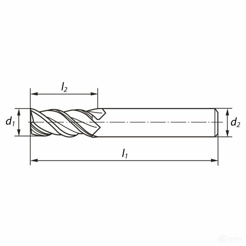 Universal end milling cutter NORGAU Industrial for metal 20x100 mm, Z4, VHM/AlCrSiN