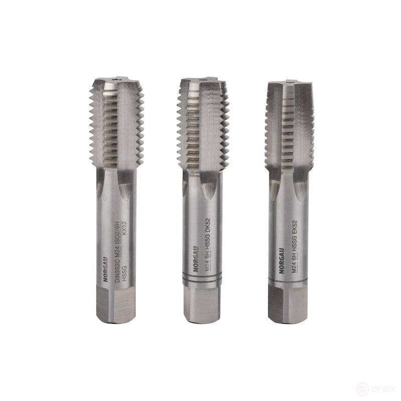 Set of hand taps NORGAU Industrial M24, HSS, 3 pieces