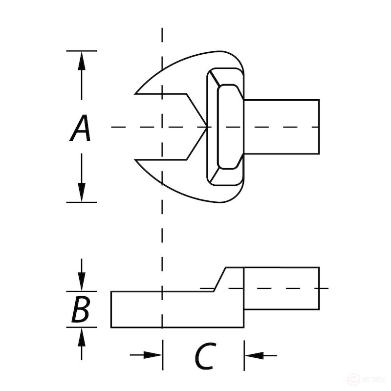 Насадка рожковая NORGAU Industrial для динамометрического ключа 17, прямоугольный привод 14х18