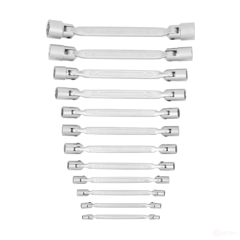 Набор торцевых двусторонних шарнирных ключей NORGAU Industrial NBS34-012, 12 предметов