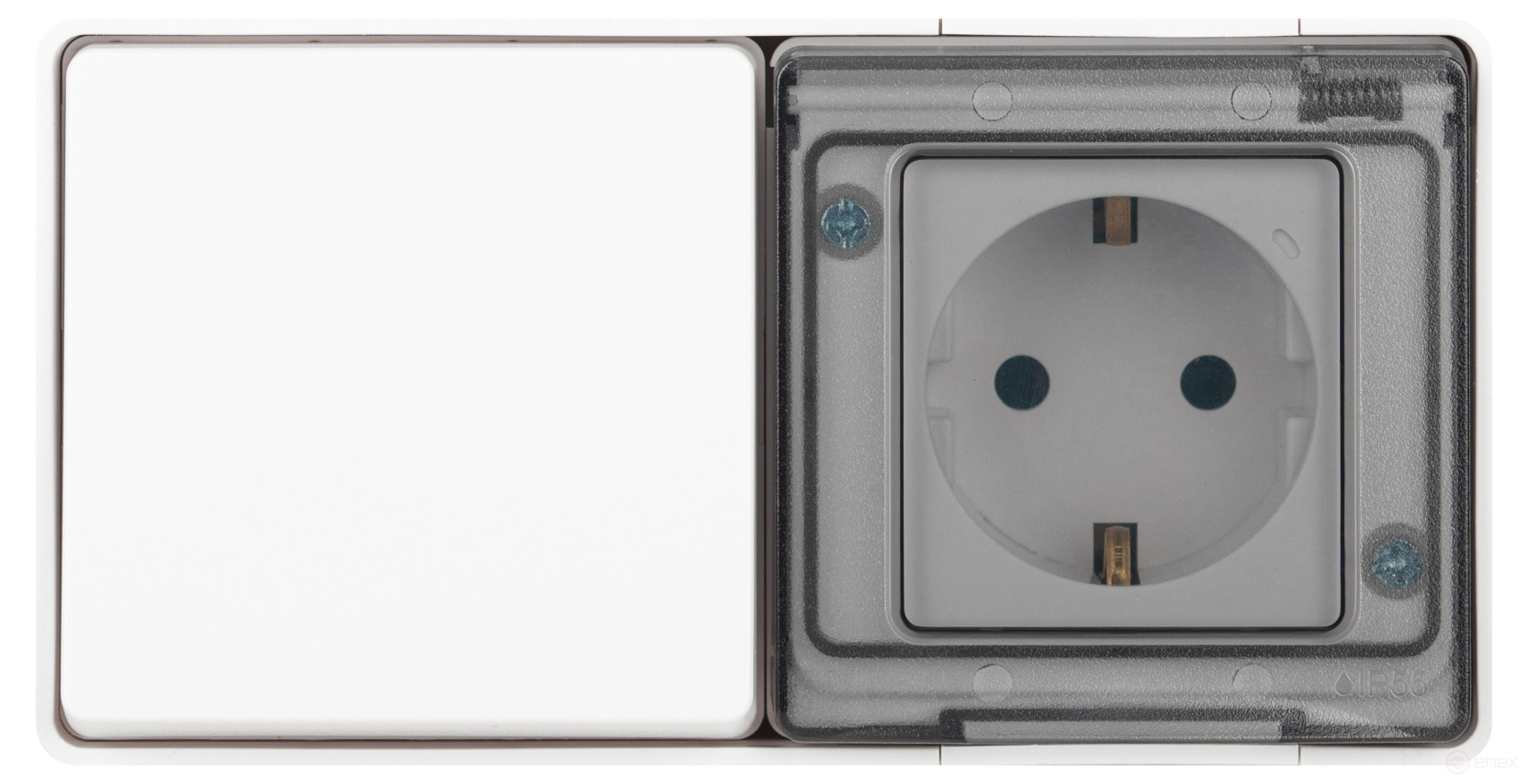 Socket with switch ERA Expert 11-7501-01 IP55 16A-10AX-250V AC White