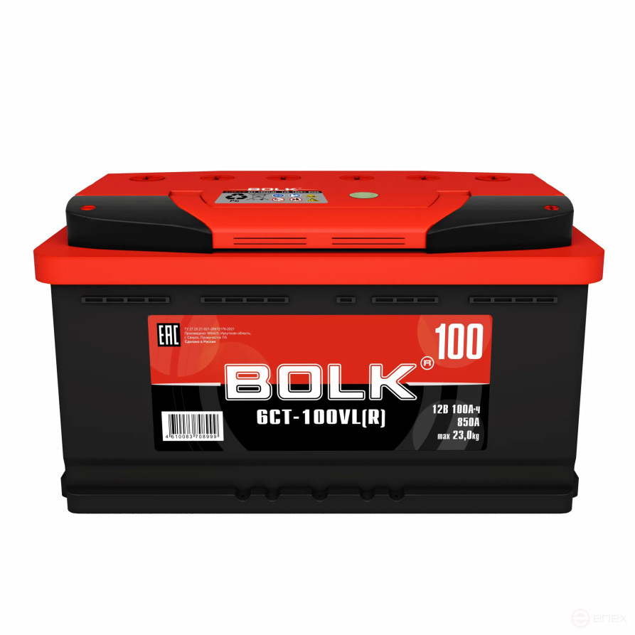 Аккумулятор BOLK Standart 100 А/ч обратный R+ 353x175x190 L5 EN 850 А