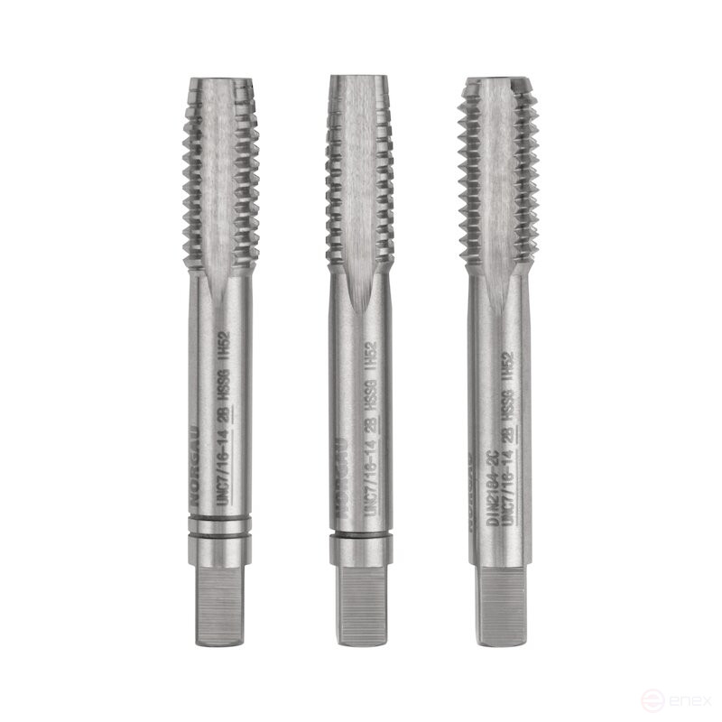 Комплект ручных метчиков NORGAU Industrial UNC 7/16, HSS, 3 предмета
