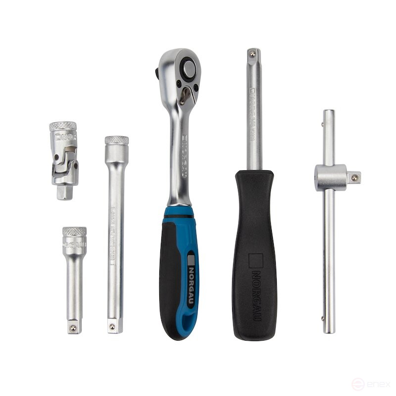 Set of hexagon socket heads NORGAU Industrial with 1/4" accessories, 35 pieces, N2035-S414 in a metal box