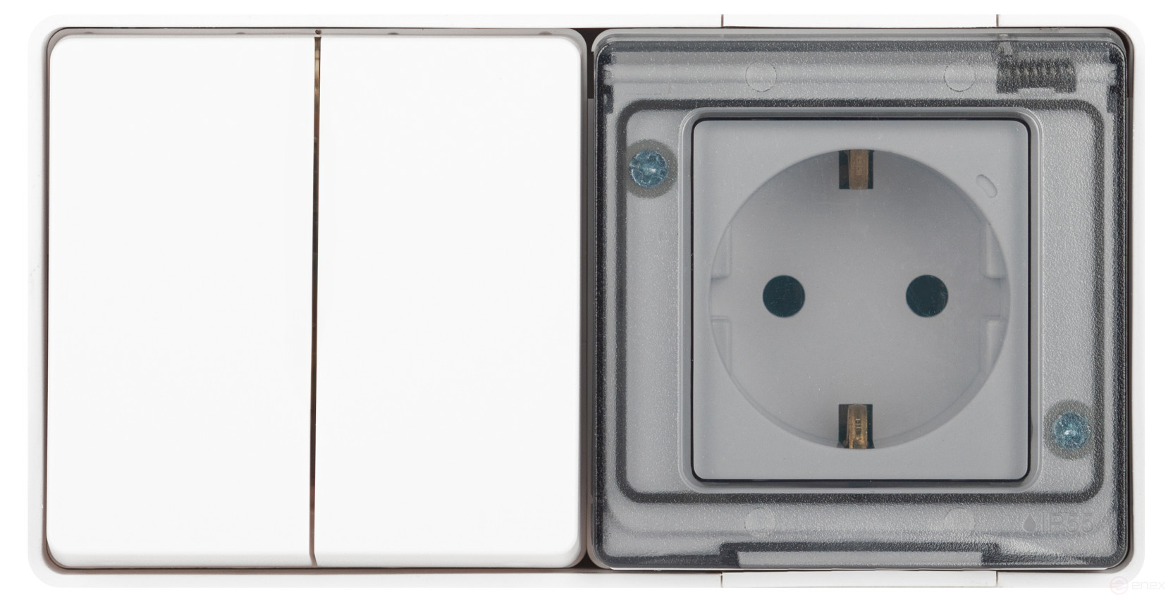 Socket Block with Switch ERA Expert 11-7502-01 Dual IP55 16A-10AX-250V AC White