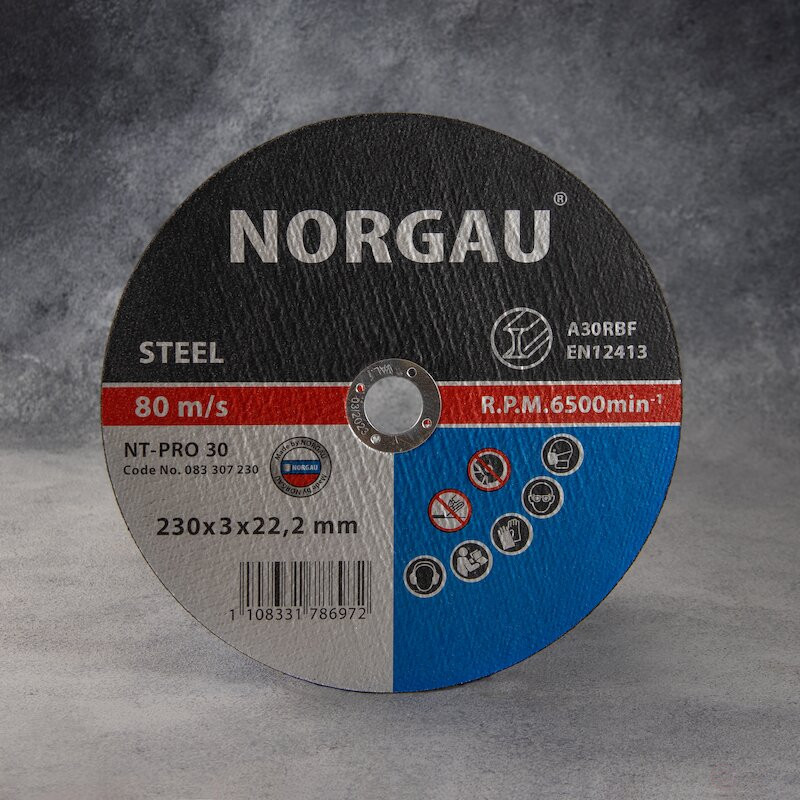 Круг отрезной по стали NORGAU Industrial NT-PRO 30, 230х3х22.2 мм