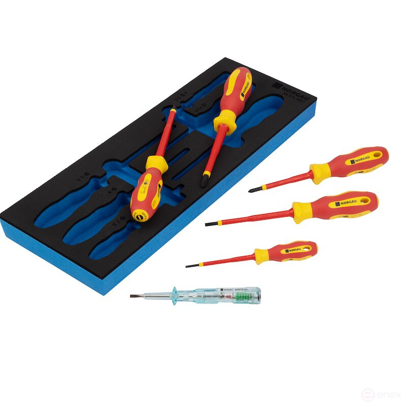 Set of slotted and phillips dielectric screwdrivers NORGAU Industrial NESS-6EC, 6 pieces