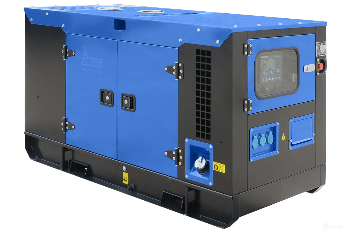 Diesel generator TSS ED-12-T400-1RKM11 in a noise-proof casing on a trailer
