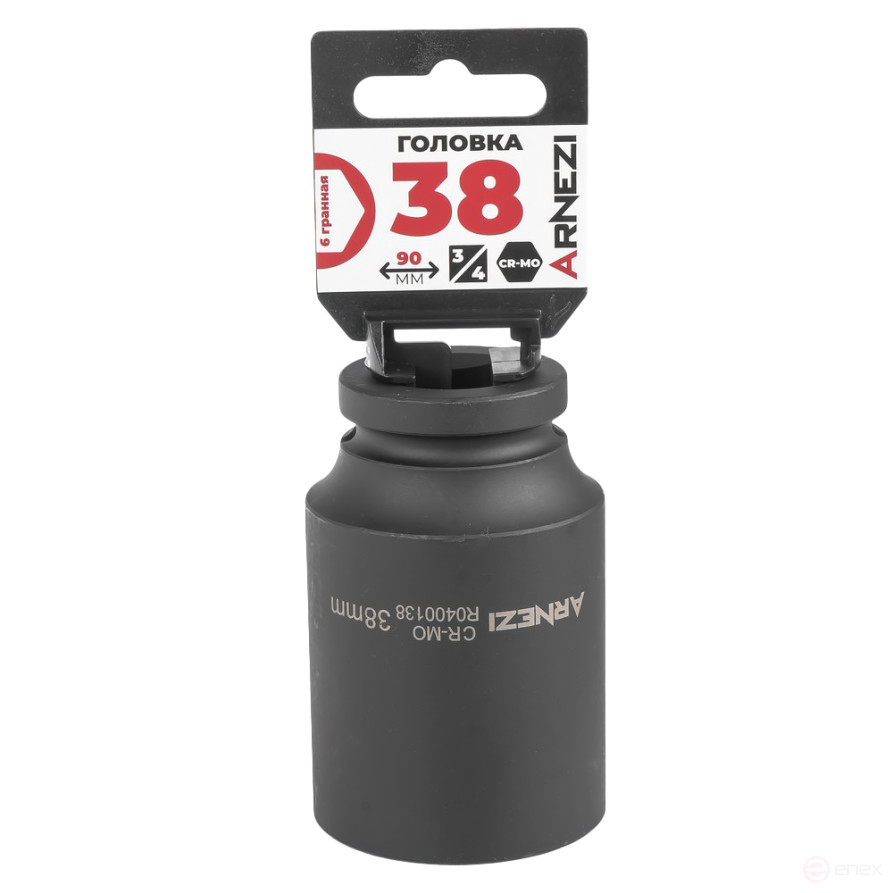 Головка ударная 3/4" 6-гр. 38 мм Cr-Mo удлиненная, на холдере ARNEZI R0400138