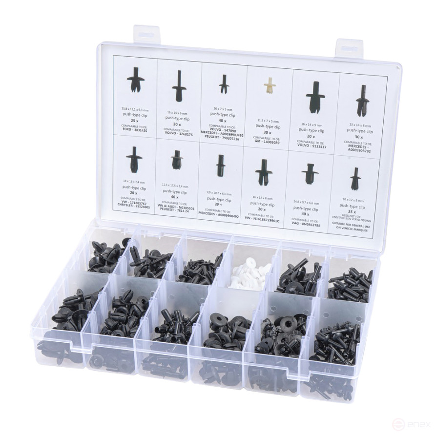 Universal fastener set (clips) 350pr ARNEZI R8020207
