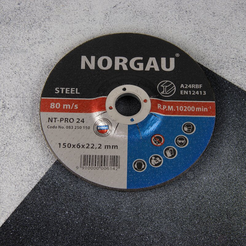Круг шлифовальный по стали NORGAU Industrial NT-RPO 24, 150х6х22.2 мм