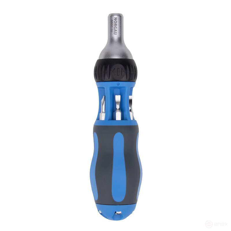 Отвертка NORGAU Industrial с реверсивной трещоткой и сменными битами, NSS7-1U