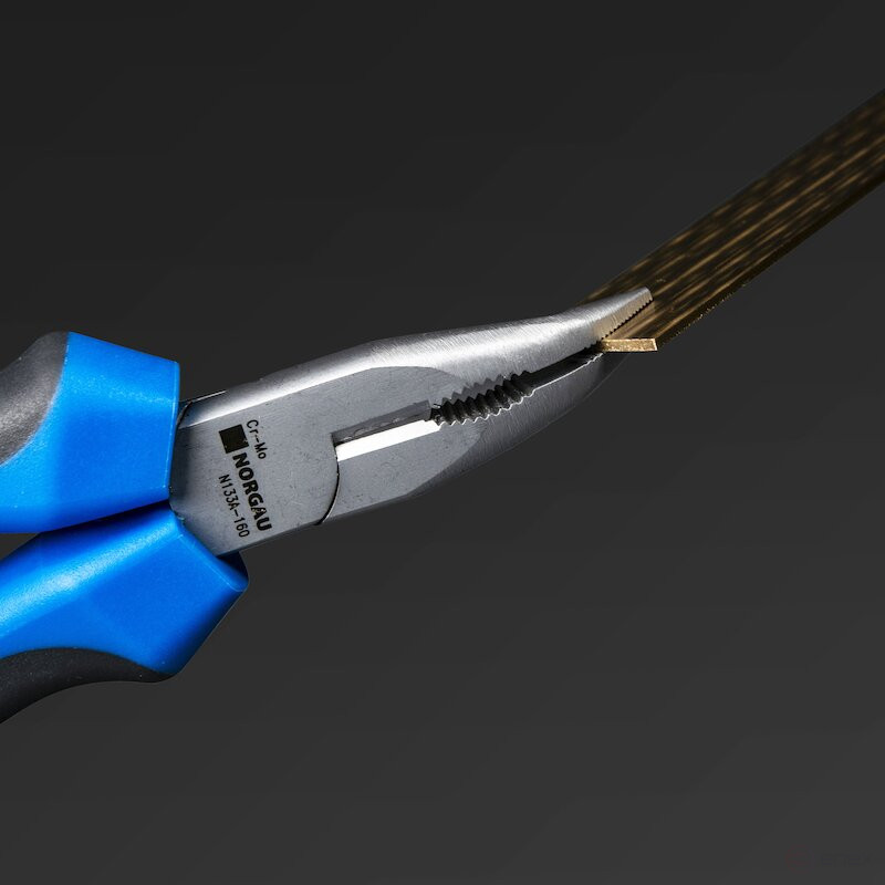 Длинногубцы NORGAU Industrial изогнутые на 45°, 160 мм, N133A-160