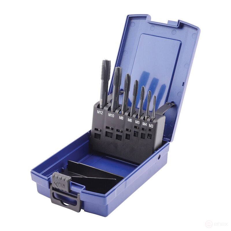 Набор машинных метчиков NORGAU Industrial M3-М12, форма В, HSS-E/VAP, 7 предметов