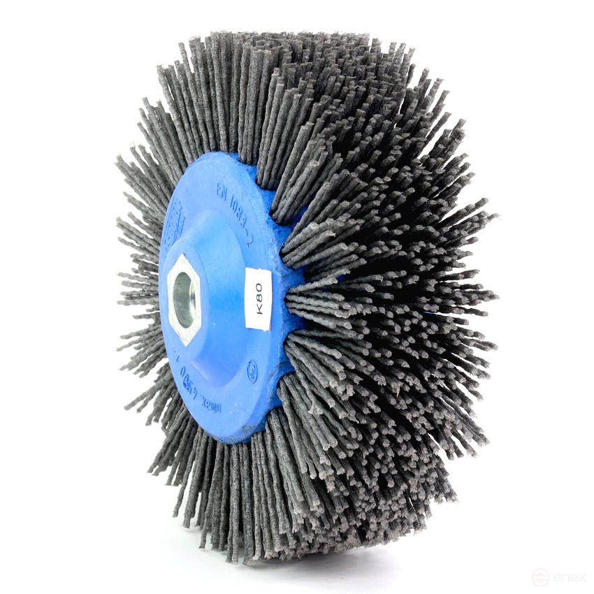 Щетка дисковая Д140*55*M14, ворс полимер-абразив P80 по дереву для УПМ УШМ (болгарка) (1-105)