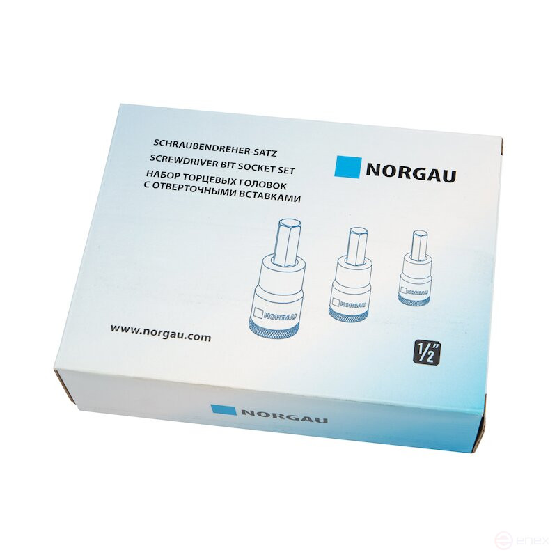 Набор торцевых головок со вставками NORGAU Industrial 1/2”, 8 предметов, NI198-H517 в металлическом ящике