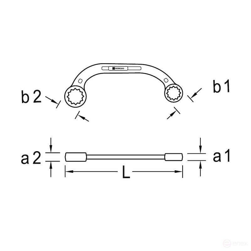 Double-sided union wrench NORGAU Industrial motor 16x18 mm, N304-16x18
