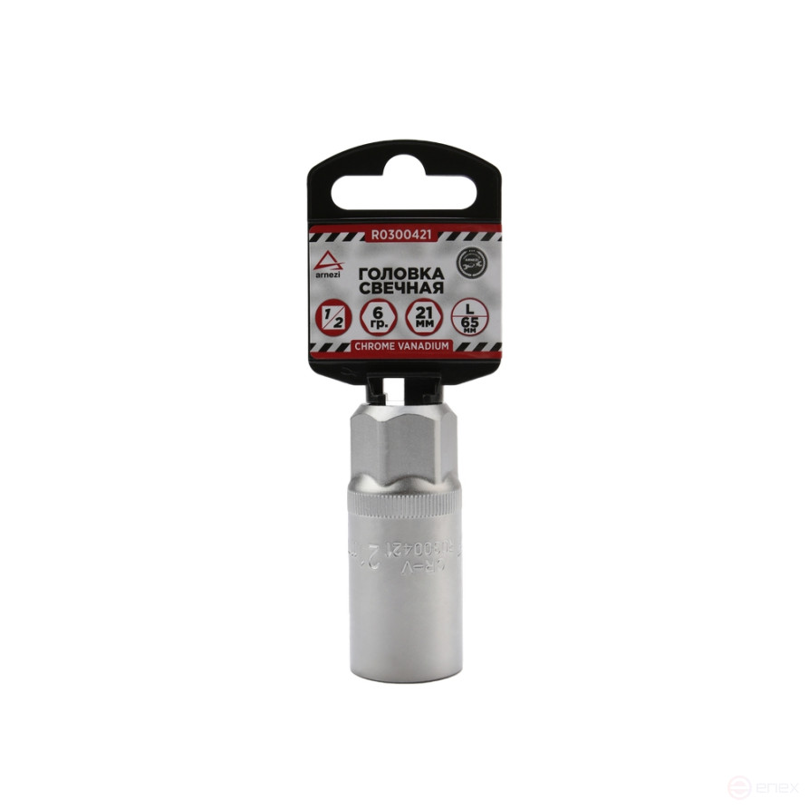 Candle head 1/2" 6-and gr. 21 mm L=65 mm, on the holder ARNEZI R0300421