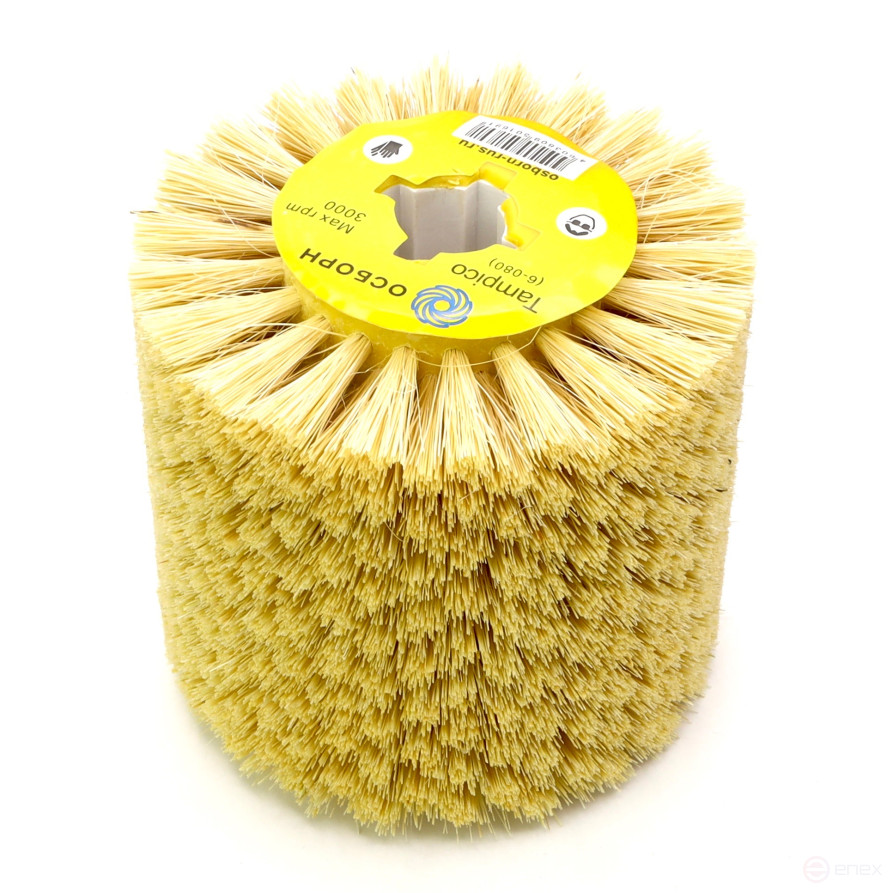 Щетка валик Д100*100*19, ворс фибра Тампико по дереву для щеточных шлиф машин с валом Д19+4 (6-080)