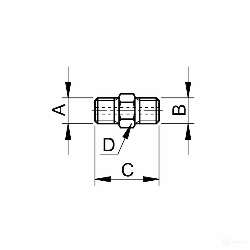 Резьбовой переходник NORGAU Industrial для гидравлического инструмента NPTF3/8"-NPTF1/4" наружная резьба