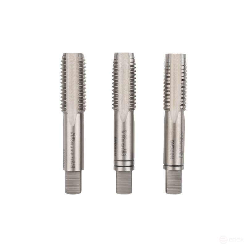 Комплект ручных метчиков NORGAU Industrial M16, HSS, 3 предмета