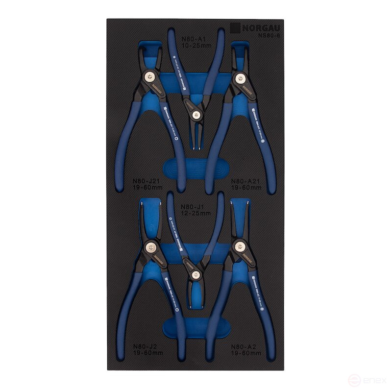 Set of locking ring pullers NORGAU Industrial NS80-6, 6 items