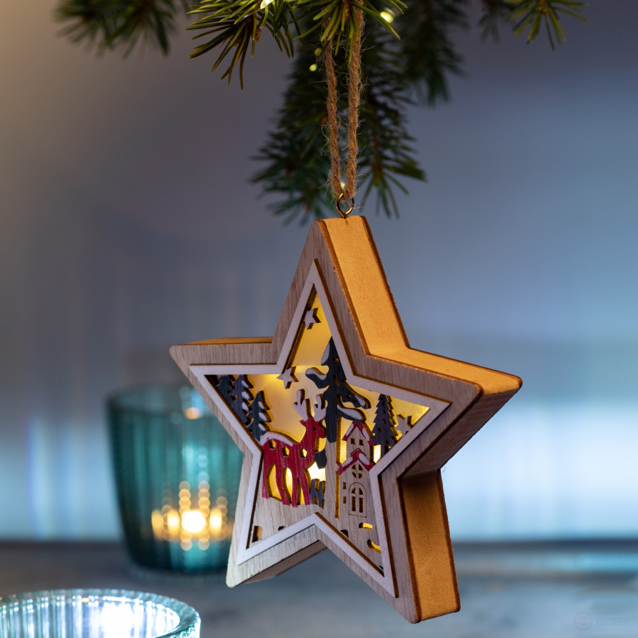 Lamp ERA ENGDS-4L New Year LED Star Pendant 15 cm 2*AA