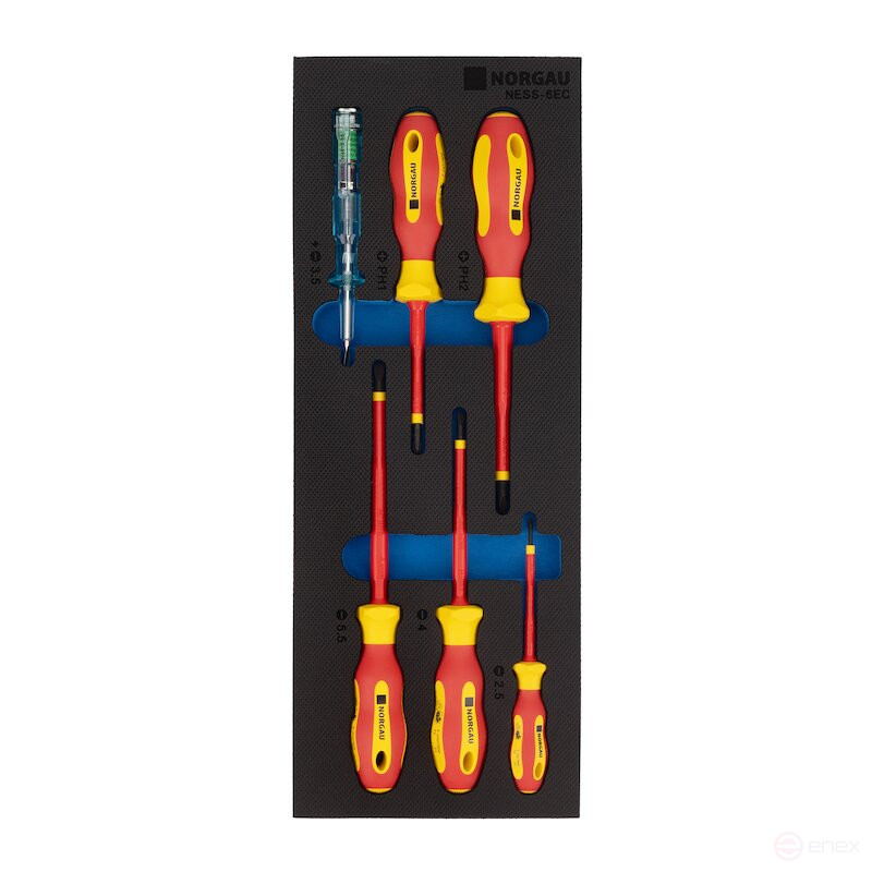 Set of slotted and phillips dielectric screwdrivers NORGAU Industrial NESS-6EC, 6 pieces