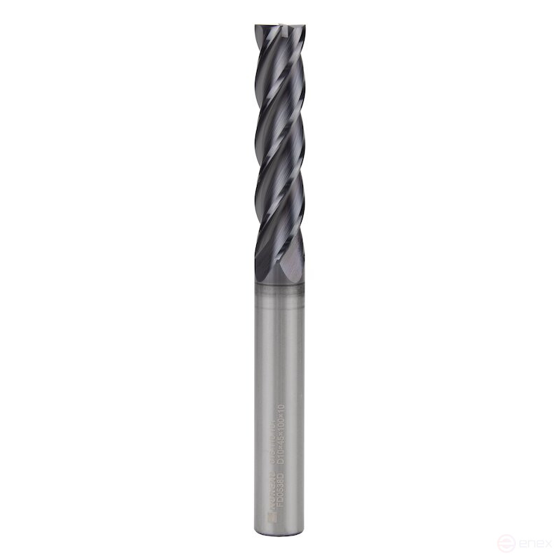 Universal end milling cutter NORGAU Industrial for metal 10x100 mm, Z4, VHM/AlCrSiN