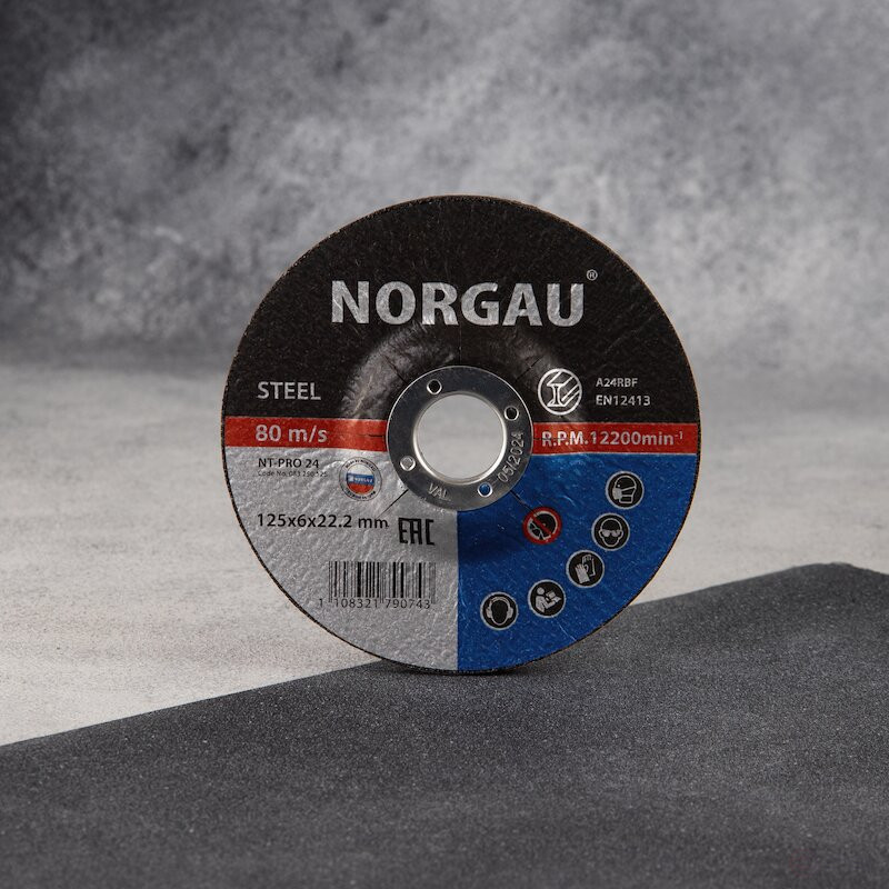 Круг шлифовальный NORGAU Industrial по стали NT-RPO 24, 125х6х22.23 мм