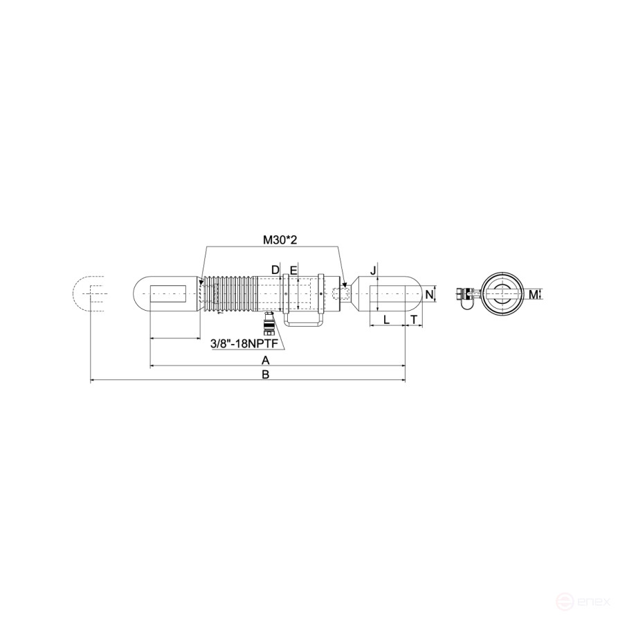 Цилиндр гидравлический NORGAU Industrial стяжной одностороннего действия 10 т, NCMT10-151L