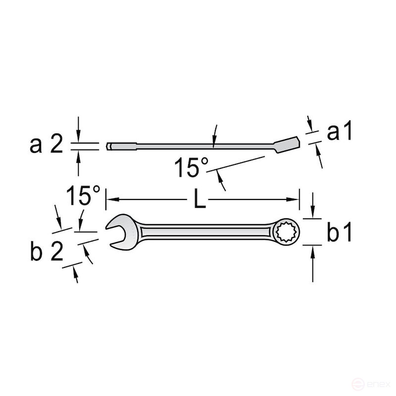 Wrench, combined elongated NORGAU Industrial 14, N7L-14