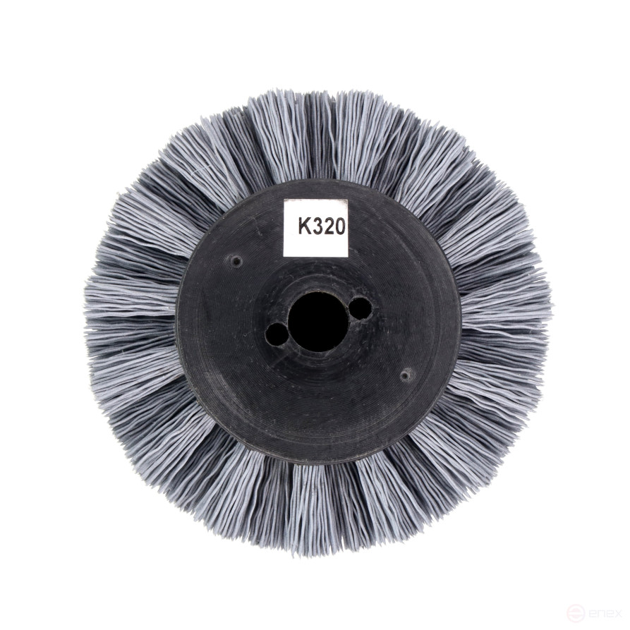 Щетка Д100*100*19,5+4 паза ворс полимер-абразив P240 по дереву для щеточных шлиф машин с валом Д19+4 (1-205)