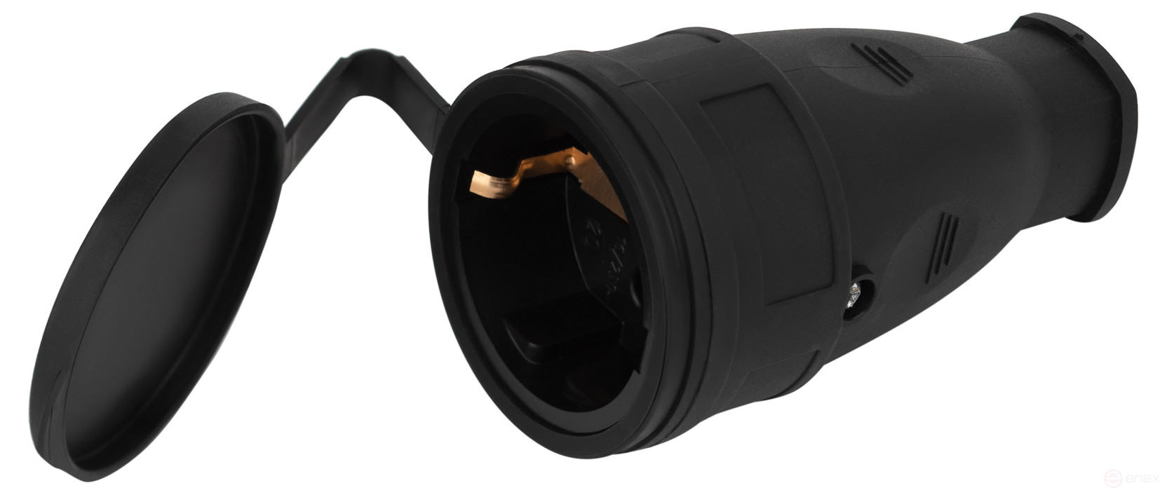 ERA RX10-B-IP44 Rubber Socket with earthing 16A IP44 Straight Black