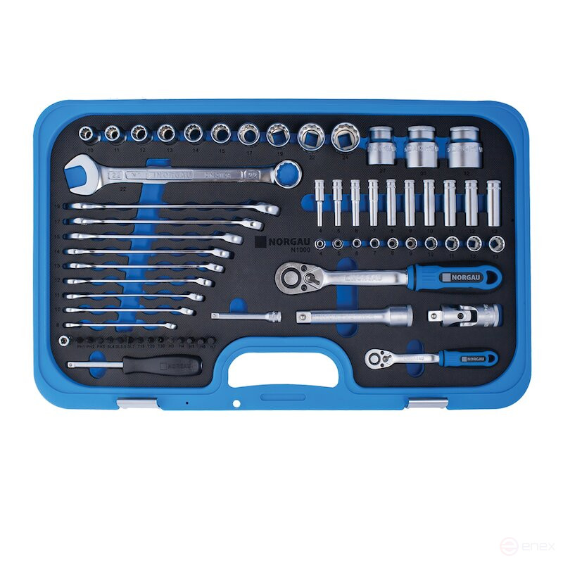 Набор слесарного инструмента NORGAU Industrial в пластиковом кейсе 77 предметов, N1000