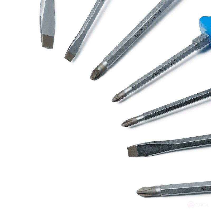 Set of reinforced slotted and phillips screwdrivers NORGAU Industrial NBS155K- 161-007, 7 pieces